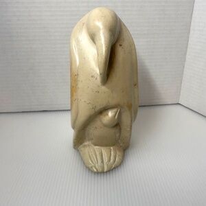 Ten Thousand Villages Handmade Emporer Penguin Marble Statue Kenya Paternal Love